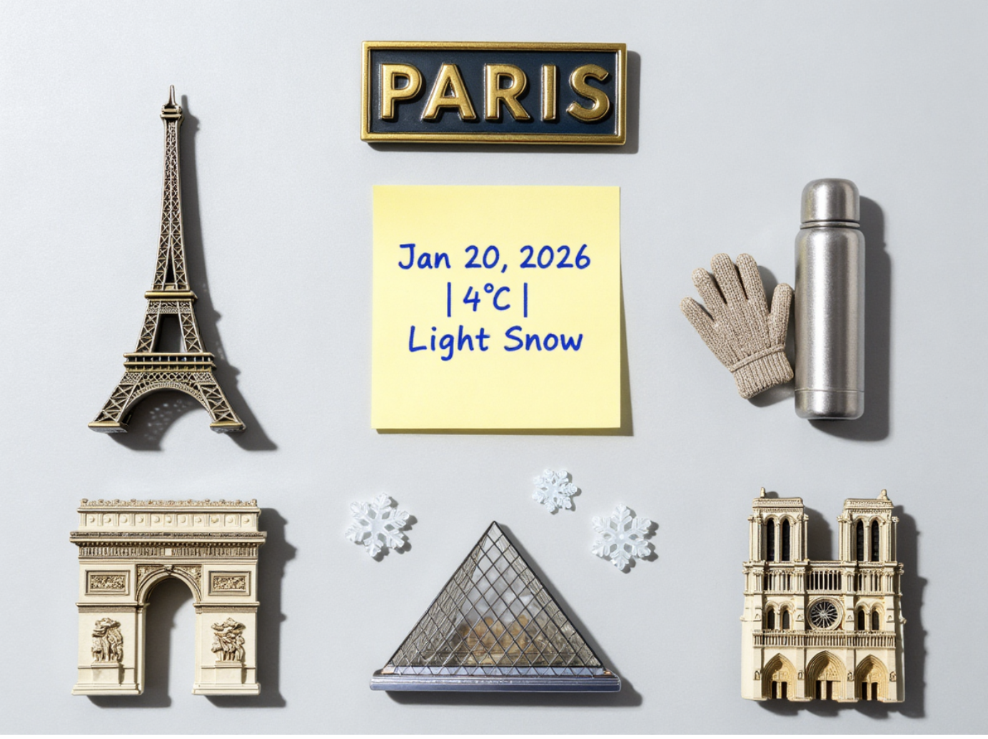 Paris Landmarks Knolling