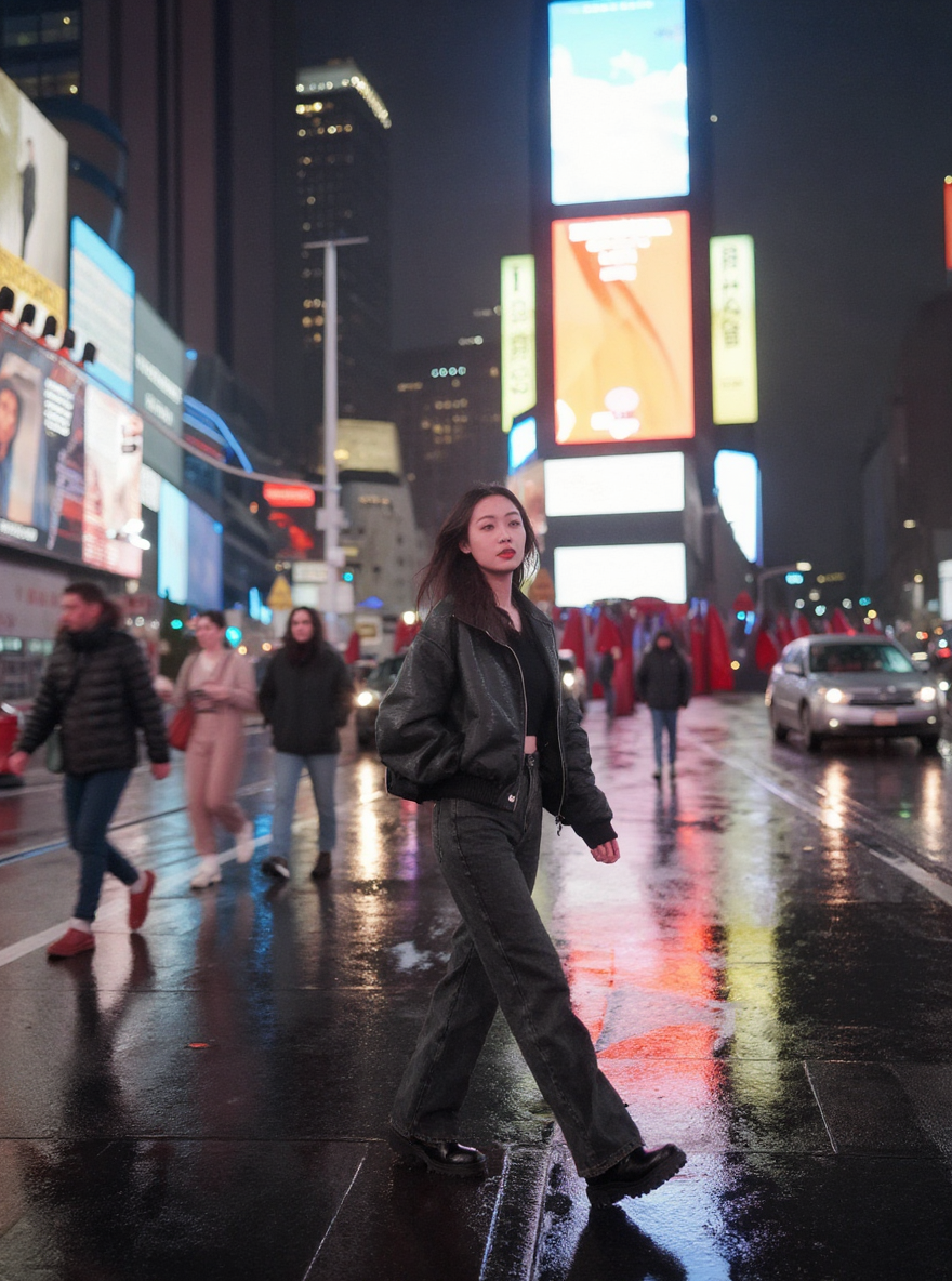 Woman in New York Square